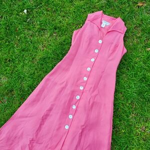 Sleeveless‎ Peach Pink Maxi Sundress Oyster Buttons Size 6 🦪